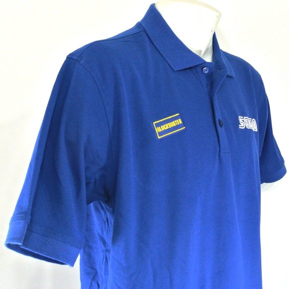 BLOCKBUSTER VIDEO Sega Video Game Vintage Employee Uniform Shirt Blue Size Small - Picture 7 of 14